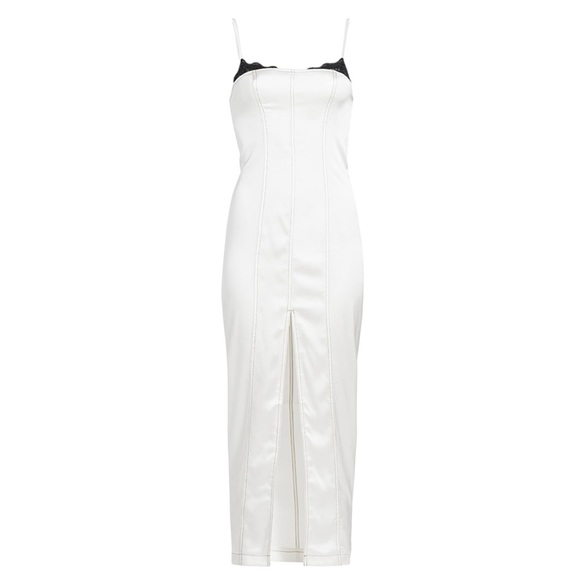 Fleur du mal Silk Maxi Dress W/ Lace Cups in Ivory NEW - Picture 4 of 5